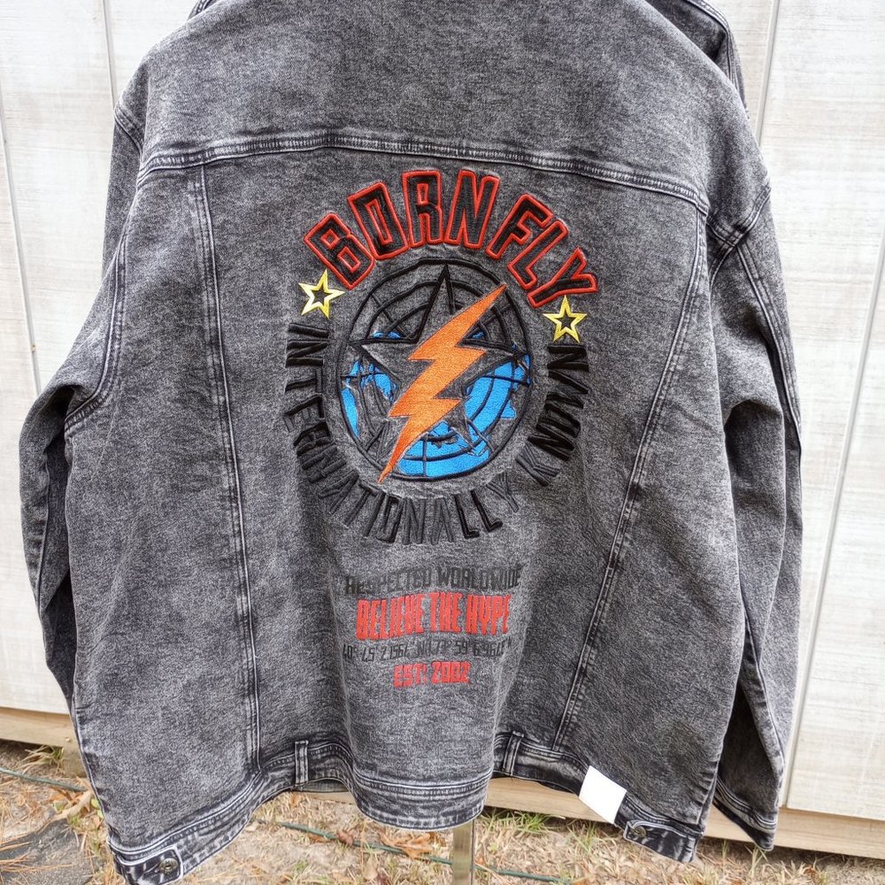BORN FLY Embroidered Denim Jacket - Picture 2 of 16